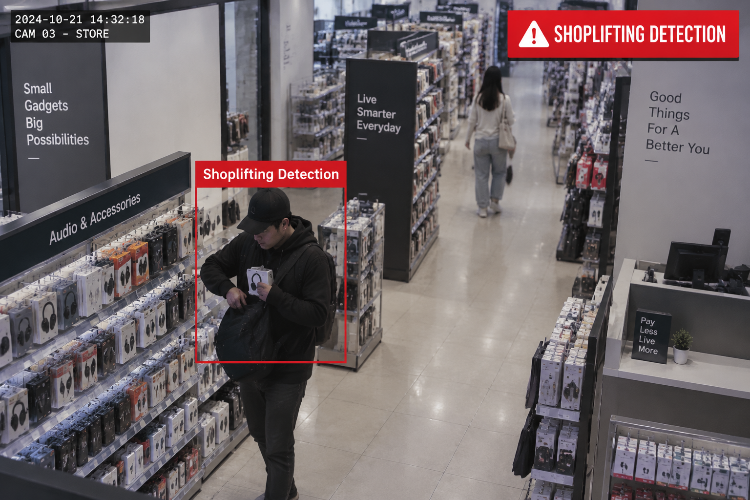 Illustration of a potential retail loss-prevention event for review